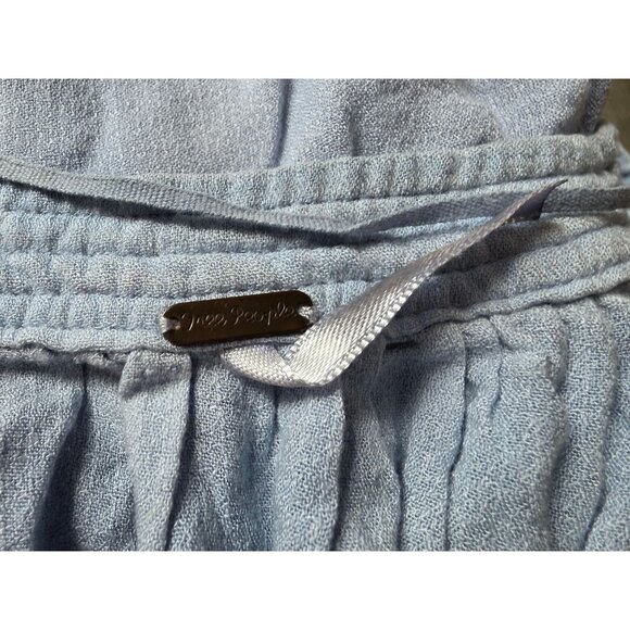 Free People Womens Light Blue V-Neck Top L - Picture 4 of 6